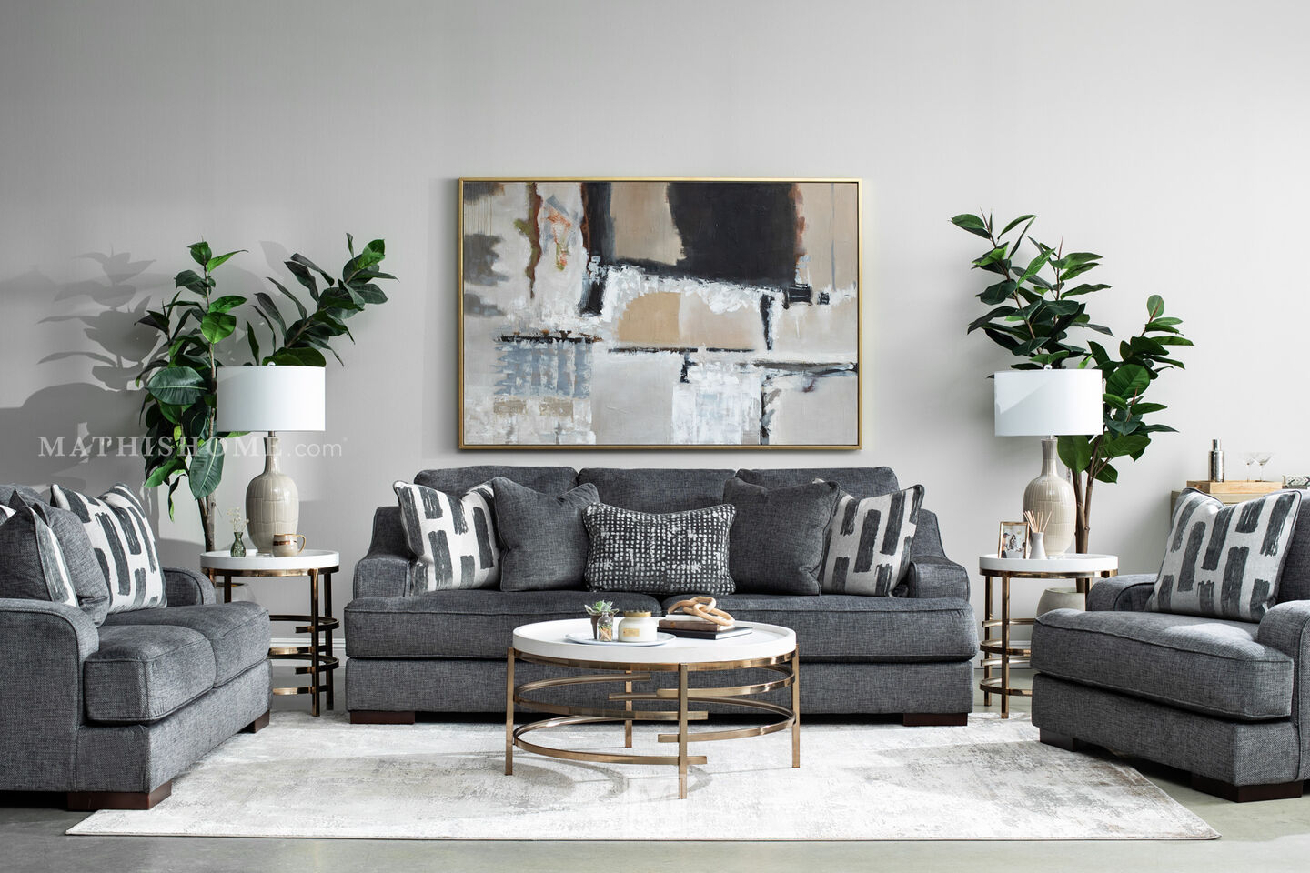 Lessinger Pewter Sofa in Contemporary Living Room